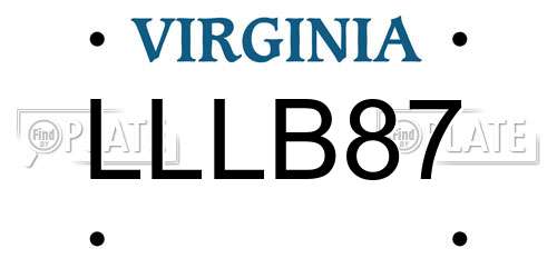 LLLB87 Virginia License Plate