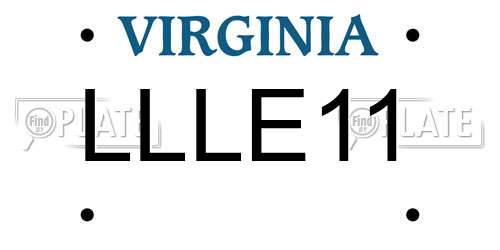 LLLE11 Virginia License Plate