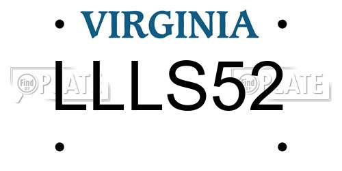 LLLS52 Virginia License Plate
