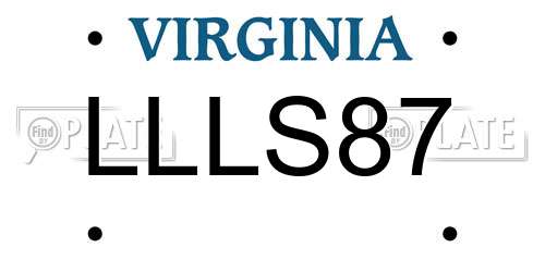 LLLS87 Virginia License Plate