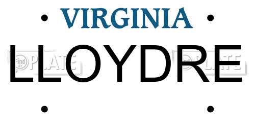 LLOYDRE Virginia License Plate