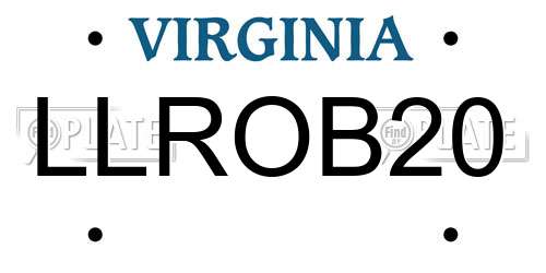 LLROB20 Virginia License Plate