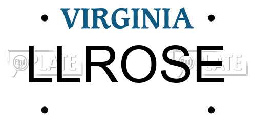 LLROSE Virginia License Plate