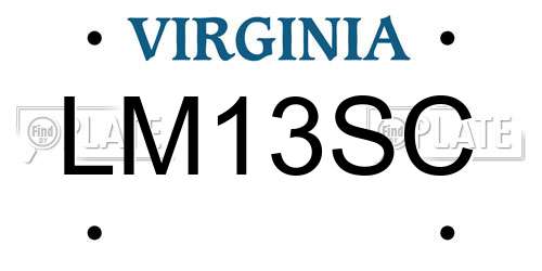 LM13SC Virginia License Plate