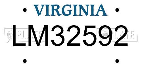 LM32592 Virginia License Plate
