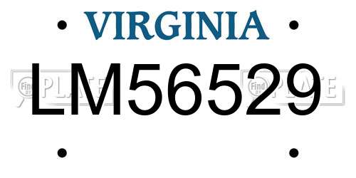 LM56529 Virginia License Plate