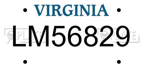 LM56829 Virginia License Plate