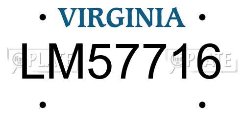 LM57716 Virginia License Plate