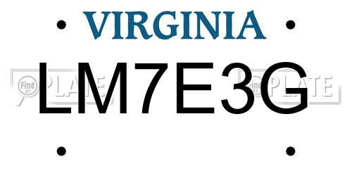 LM7E3G Virginia License Plate