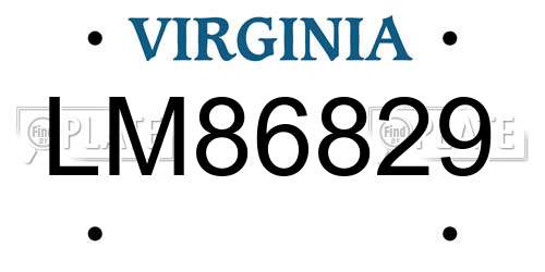 LM86829 Virginia License Plate