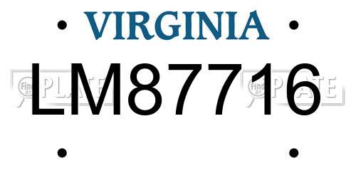LM87716 Virginia License Plate