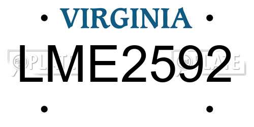 LME2592 Virginia License Plate