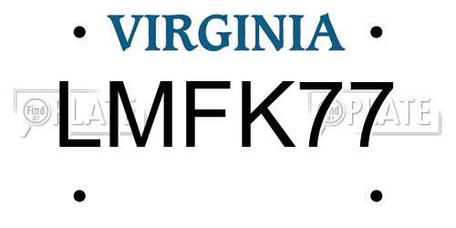 LMFK77 Virginia License Plate