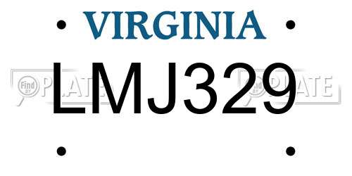 LMJ329 Virginia License Plate