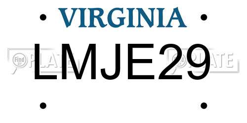 LMJE29 Virginia License Plate