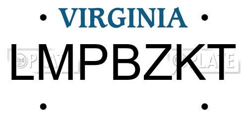 LMPBZKT Virginia License Plate