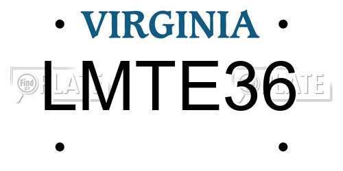 LMTE36 Virginia License Plate