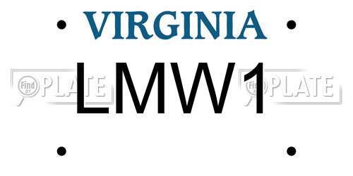 LMW1 Virginia License Plate
