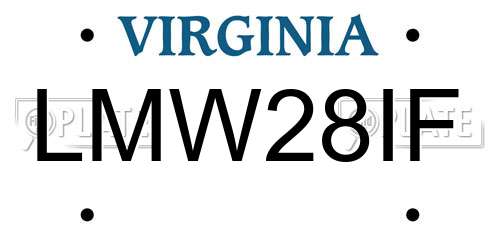 LMW28IF Virginia License Plate