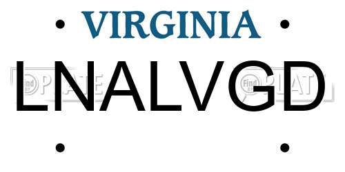 LNALVGD Virginia License Plate