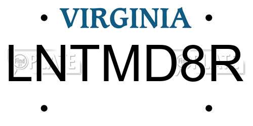 LNTMD8R Virginia License Plate