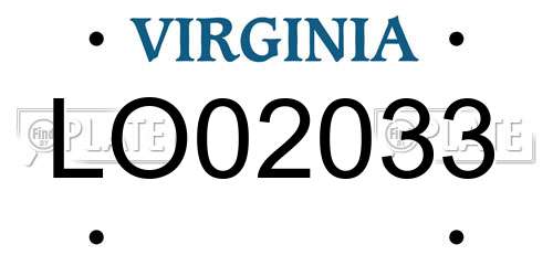 LO02033 Virginia License Plate