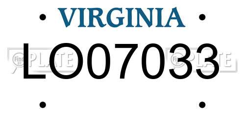 LO07033 Virginia License Plate