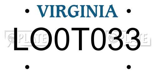 LO0T033 Virginia License Plate