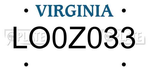 LO0Z033 Virginia License Plate