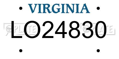 LO24830 Virginia License Plate