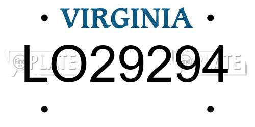 LO29294 Virginia License Plate