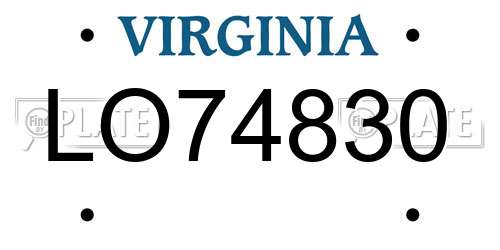 LO74830 Virginia License Plate
