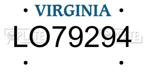 LO79294 Virginia License Plate