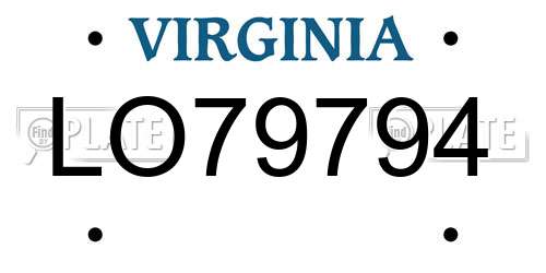 LO79794 Virginia License Plate