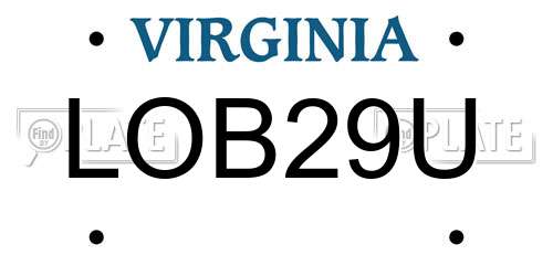 LOB29U Virginia License Plate