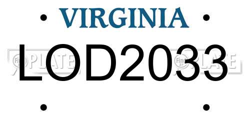 LOD2033 Virginia License Plate
