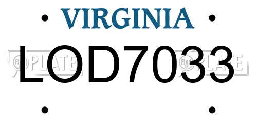 LOD7033 Virginia License Plate