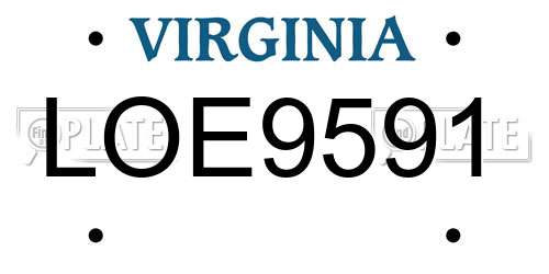LOE9591 Virginia License Plate