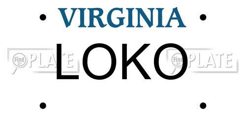 LOKO Virginia License Plate