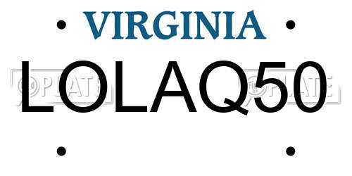 LOLAQ50 Virginia License Plate