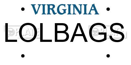 LOLBAGS Virginia License Plate