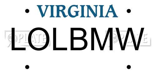 LOLBMW Virginia License Plate