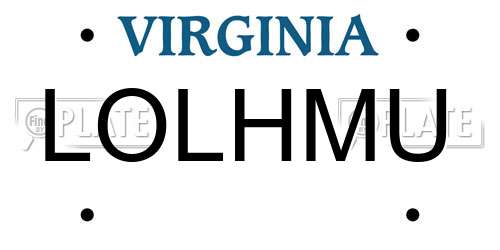 LOLHMU Virginia License Plate