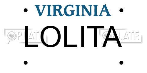 LOLITA Virginia License Plate