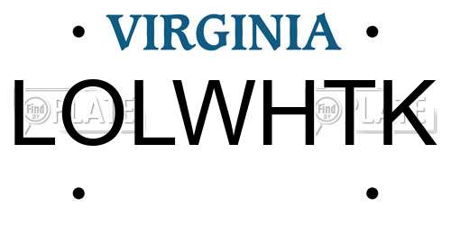 LOLWHTK Virginia License Plate