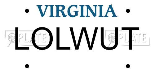 LOLWUT Virginia License Plate