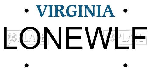 LONEWLF Virginia License Plate