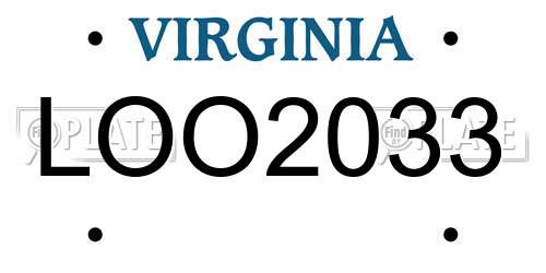 LOO2033 Virginia License Plate