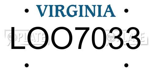 LOO7033 Virginia License Plate
