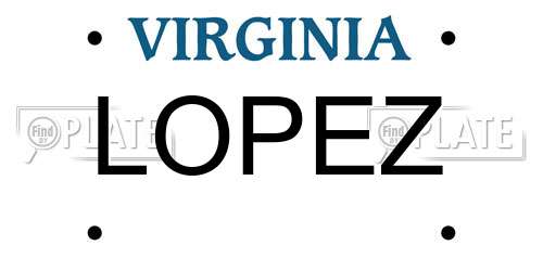 LOPEZ Virginia License Plate